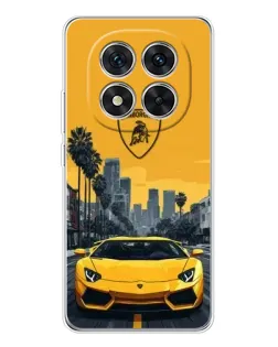 Чехол для Xiaomi Redmi Note 14 Pro 5G с картинкой «Желтый Lamborghini город»