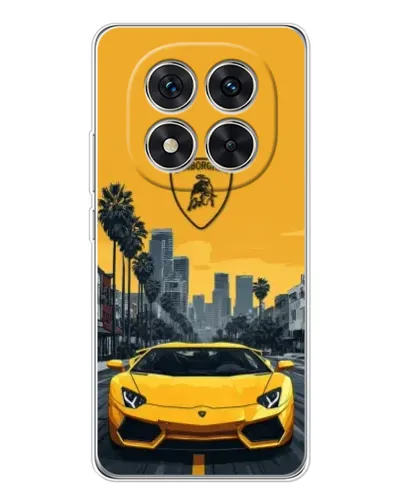 Чехол для Xiaomi Redmi Note 14 Pro 5G с картинкой «Желтый Lamborghini город»