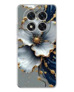 Чохол для Xiaomi Redmi Note 14 Pro 5G з картинкою «Біла квітка та золотий флюїд»