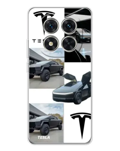 Чехол для Xiaomi Redmi Note 14 Pro Plus с картинкой «Коллаж Cybertruck Tesla»