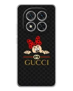 Чехол для Xiaomi Redmi Note 14 Pro с картинкой «Минни Маус Gucci — черный»