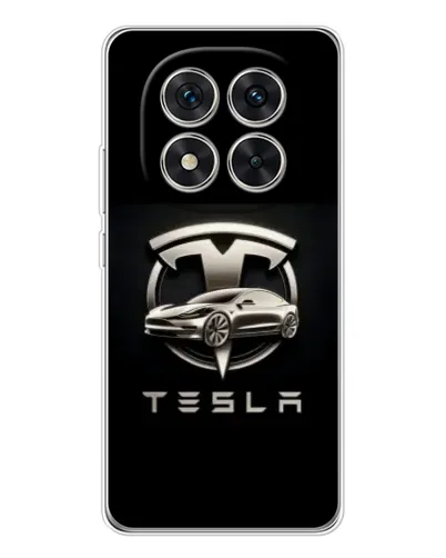 Чехол для Xiaomi Redmi Note 14 Pro с картинкой «Tesla — серебристое авто»