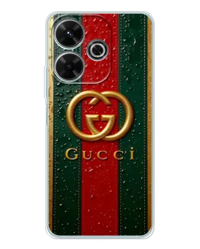 Чохол для Xiaomi Redmi Note 14 SE 5G з картинкою «Gucci — фірмова смуга та золото» Чохол для Xiaomi Redmi Note 14 SE 5G з картинкою «Gucci — фірмова смуга та золото»