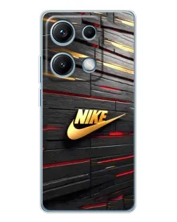 Чехол для Xiaomi Redmi Note 14S с картинкой «Золотой Nike на металле»