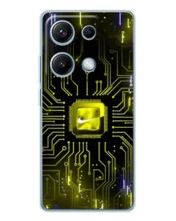 Чехол для Xiaomi Redmi Note 14S с картинкой «Nike — золотая искра»