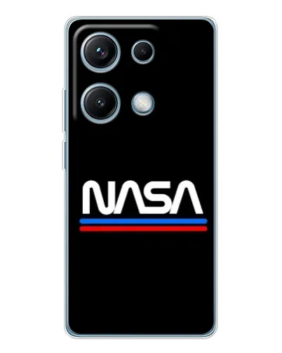 Чехол для Xiaomi Redmi Note 14S с картинкой «NASA — классика Red Blue»