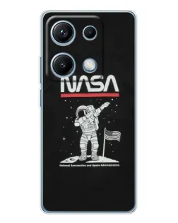 Чехол для Xiaomi Redmi Note 14S с картинкой «NASA — шагаем по Луне»