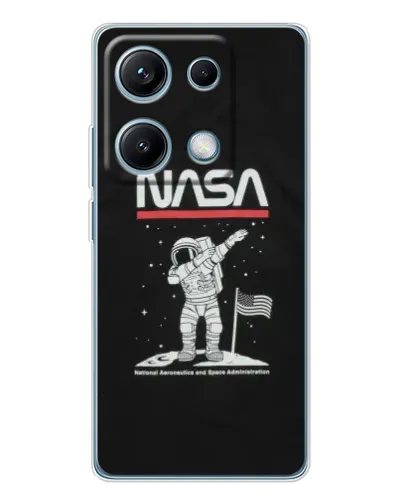 Чехол для Xiaomi Redmi Note 14S с картинкой «NASA — шагаем по Луне»