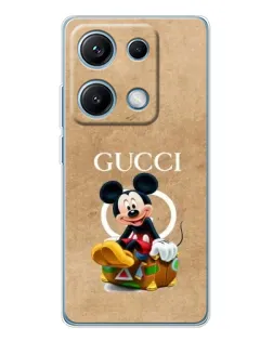 Чехол для Xiaomi Redmi Note 14S с картинкой «Микки Маус Gucci — крафт»