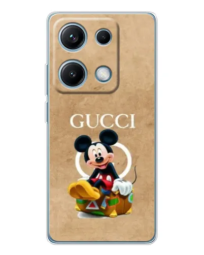 Чехол для Xiaomi Redmi Note 14S с картинкой «Микки Маус Gucci — крафт»