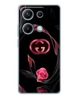 Чехол для Xiaomi Redmi Note 14S с картинкой «Gucci — неоновая роза»
