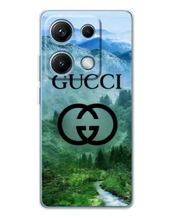 Чехол для Xiaomi Redmi Note 14S с картинкой «Gucci — горный пейзаж»