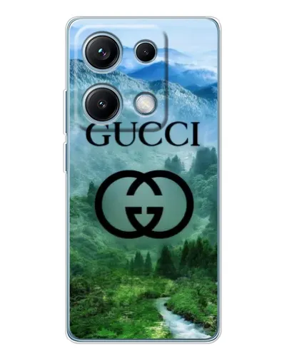 Чехол для Xiaomi Redmi Note 14S с картинкой «Gucci — горный пейзаж»
