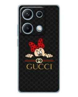 Чехол для Xiaomi Redmi Note 14S с картинкой «Минни Маус Gucci — черный»