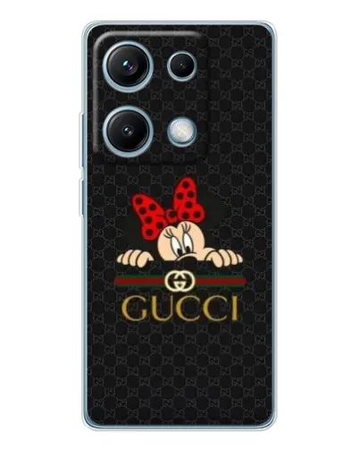 Чехол для Xiaomi Redmi Note 14S с картинкой «Минни Маус Gucci — черный»