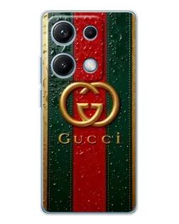 Чохол для Xiaomi Redmi Note 14S з картинкою «Gucci — фірмова смуга та золото»