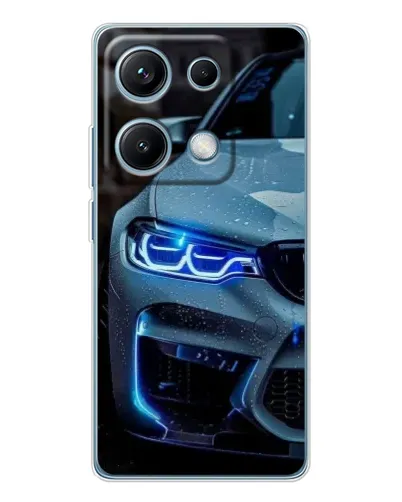 Чехол для Xiaomi Redmi Note 14S с картинкой «Взгляд BMW с синими фарами»