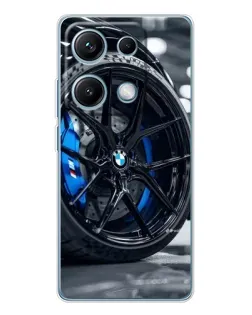 Чехол для Xiaomi Redmi Note 14S с картинкой «Колесо BMW вблизи»
