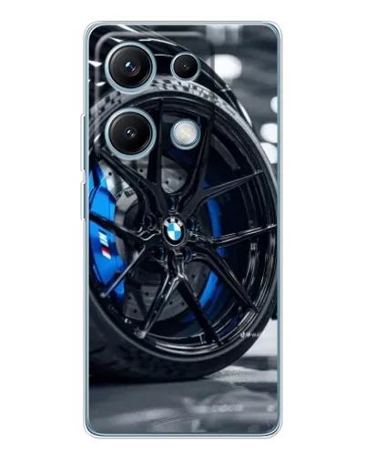 Чехол для Xiaomi Redmi Note 14S с картинкой «Колесо BMW вблизи»