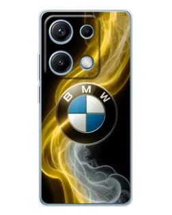 Чехол для Xiaomi Redmi Note 14S с картинкой «Золотистый дым BMW»