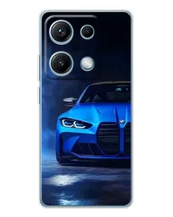 Чехол для Xiaomi Redmi Note 14S с картинкой «Голубая BMW M4»