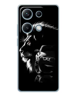 Чехол для Xiaomi Redmi Note 14S с картинкой «BMW и лев»