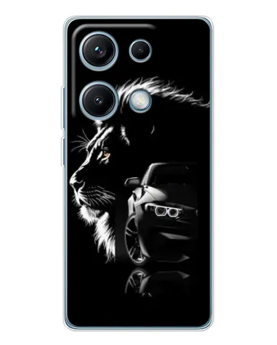 Чехол для Xiaomi Redmi Note 14S с картинкой «BMW и лев»