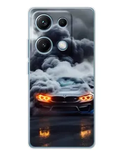 Чехол для Xiaomi Redmi Note 14S с картинкой «BMW в дыму»