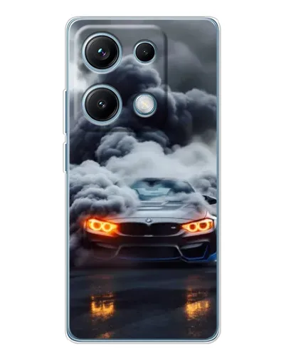 Чехол для Xiaomi Redmi Note 14S с картинкой «BMW в дыму»