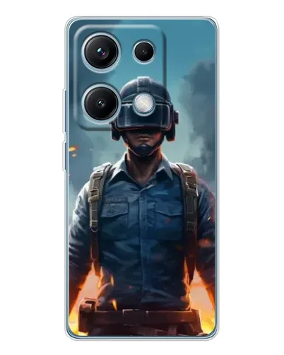 Чехол для Xiaomi Redmi Note 14S с картинкой «PUBG — реалистичный герой»