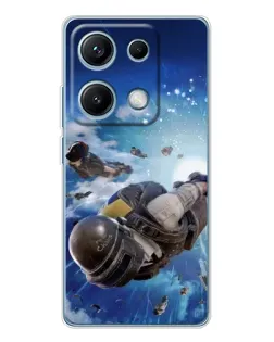 Чехол для Xiaomi Redmi Note 14S с картинкой «Десант PUBG — прыжок»