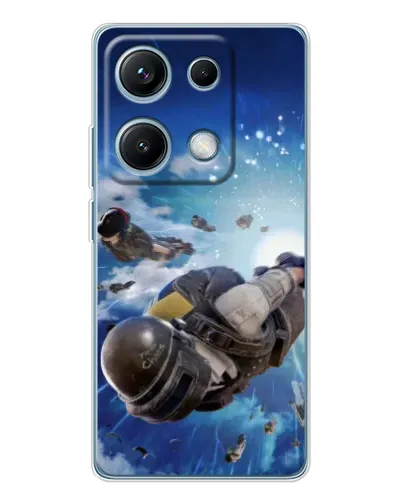 Чехол для Xiaomi Redmi Note 14S с картинкой «Десант PUBG — прыжок»