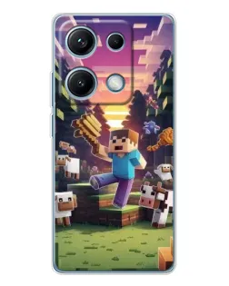 Чехол для Xiaomi Redmi Note 14S с картинкой «Стив на ферме»