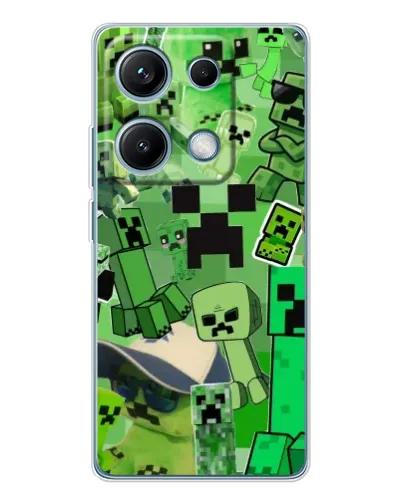 Чехол для Xiaomi Redmi Note 14S с картинкой «Криперы Minecraft»