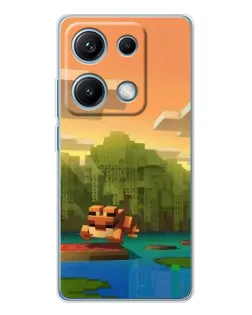 Чехол для Xiaomi Redmi Note 14S с картинкой «Майнкрафт закат солнца»
