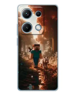 Чехол для Xiaomi Redmi Note 14S с картинкой «Стив в лесу»
