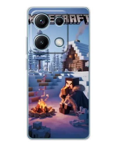Чехол для Xiaomi Redmi Note 14S с картинкой «Зимний Minecraft»