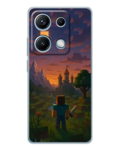 Чехол для Xiaomi Redmi Note 14S с картинкой «Стив у башни»