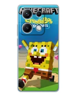 Чохол для Xiaomi Redmi Note 14S з картинкою «Губка Боб Minecraft»