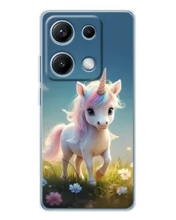 Чехол для Xiaomi Redmi Note 14S с картинкой «Единорог на поляне»