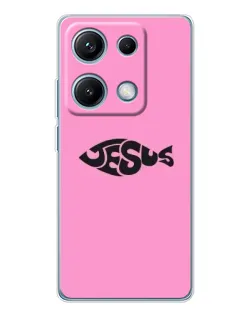 Чехол для Xiaomi Redmi Note 14S с картинкой «Розовый символ  Jesus»