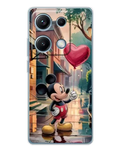 Чехол для Xiaomi Redmi Note 14S с картинкой «Микки и шарик-сердце»