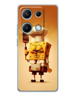 Чехол для Xiaomi Redmi Note 14S с картинкой «Губка Боб повар»