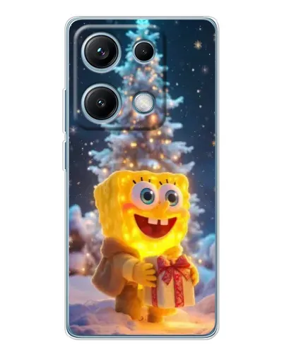 Чехол для Xiaomi Redmi Note 14S с картинкой «Рождественский Спанч Боб»