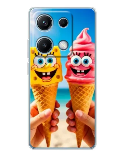 Чехол для Xiaomi Redmi Note 14S с картинкой «Спанч Боб мороженое»