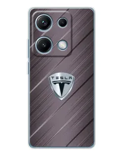 Чехол для Xiaomi Redmi Note 14S с картинкой «Металлическая текстура Tesla»