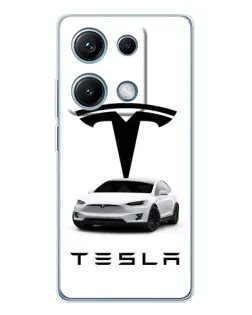 Чехол для Xiaomi Redmi Note 14S с картинкой «Tesla White Style»