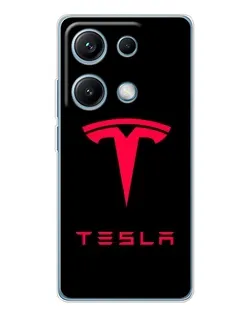 Чехол для Xiaomi Redmi Note 14S с картинкой «Tesla Red Logo»