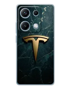 Чехол для Xiaomi Redmi Note 14S с картинкой «Мраморная Tesla Gold»