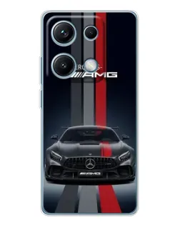 Чехол для Xiaomi Redmi Note 14S с картинкой «Mercedes — белый карбон»